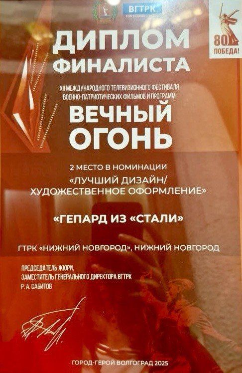 ГТРК «Нижний Новгород» завоевала награды XII Международного фестиваля военно-патриотических программ «Вечный огонь»