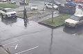 Момент аварии на улице Ванеева, в которой перевернулся автомобиль, попал на видео