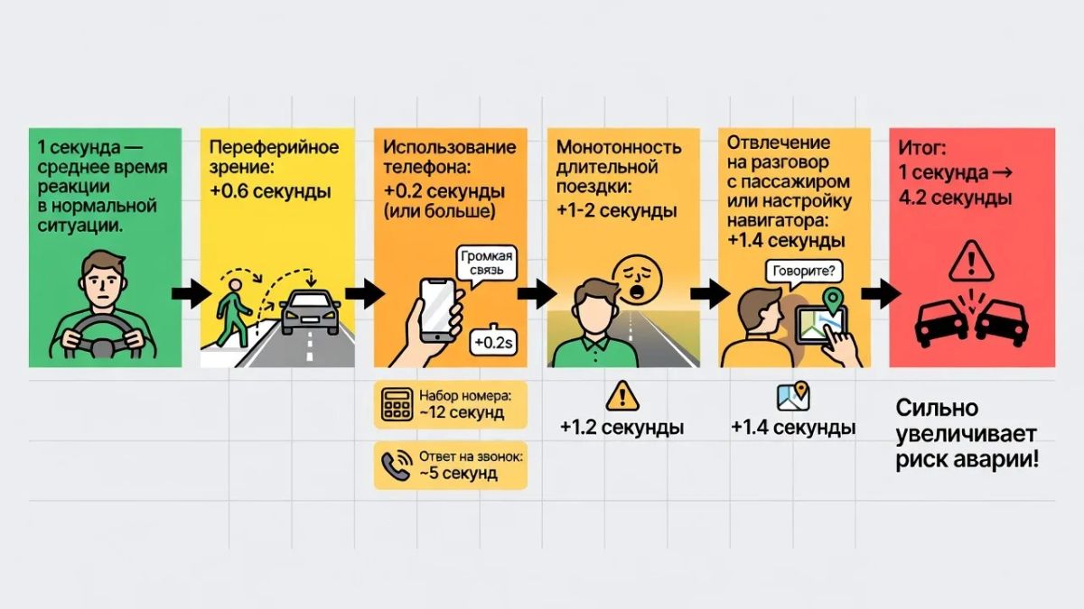 Из чего складывается время реакции водителя?