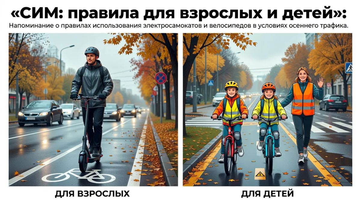 СИМ и велосипед: правила для взрослых и детей в осенний период