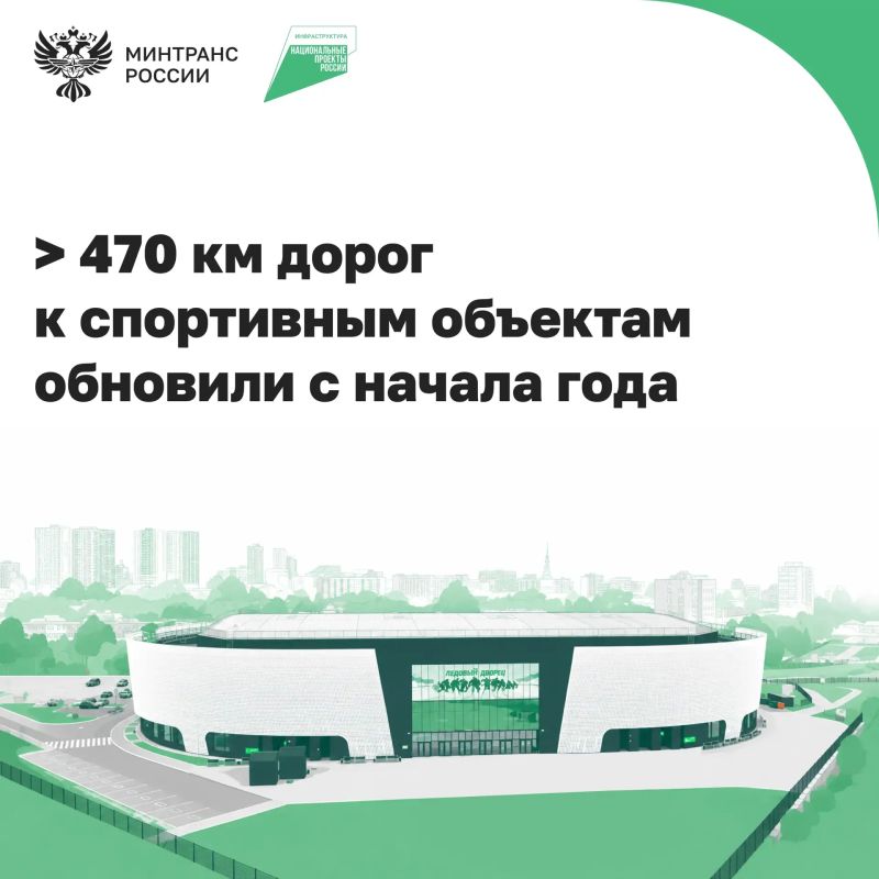 По нацпроекту «Инфраструктура для жизни» обновляют автодороги к стадионам, дворцам спорта и детско-юношеским школам